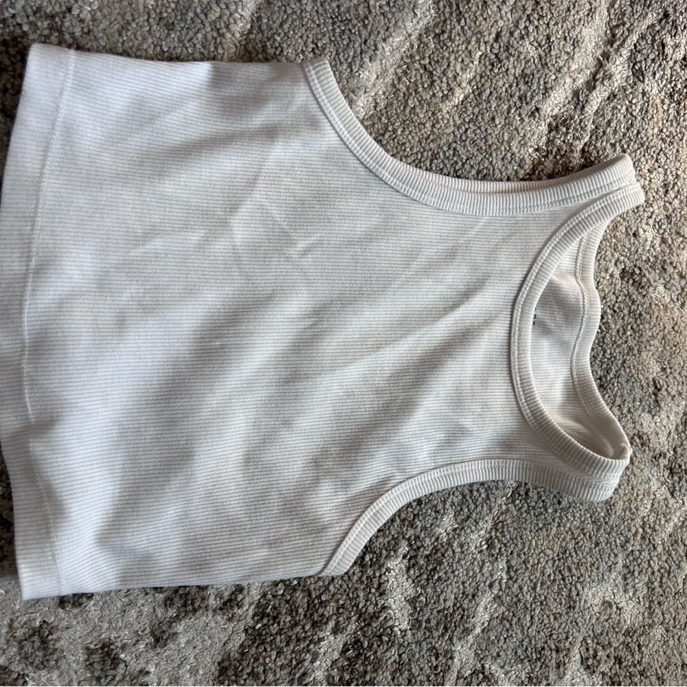 White Ribbed Tank Top